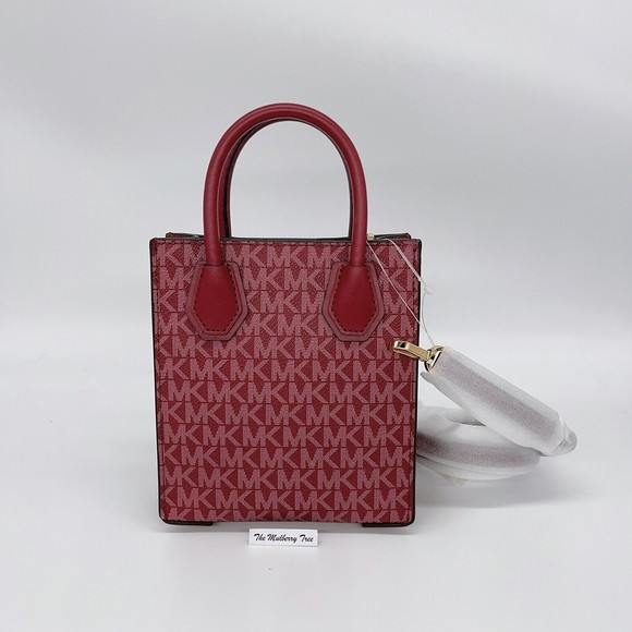 Michael Kors Extra Small Mercer Logo Leather Crossbody Bag Mulberry NWT Org $348 - Picture 3 of 9